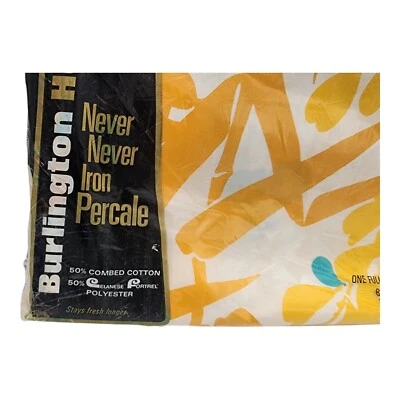 Burlington Full Flat Sheet Never Iron Percale House Water Poppy Floral Vintage  - Image 1 of 4