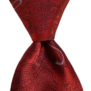 IKE BEHAR Men's 100% Silk XL Necktie USA Designer PAISLEY Geometric Red/Blue EUC - Picture 1 of 3
