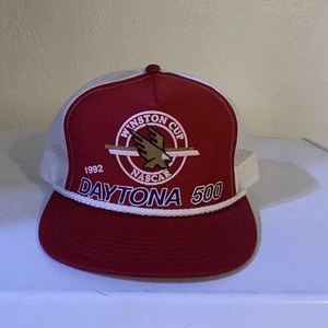 Vintage Winston Cup Daytona 500 rot/weiß Trucker-Stil Druckknopflasche Netzmütze mit Etikett - Bild 1 von 4