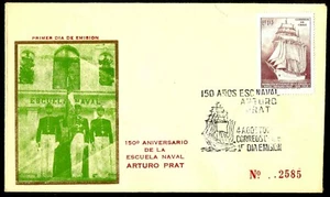 CHILE, 150th. ANNIVERSARY NAVY ACADEMY, ARTURO PRAT, FDC, YEAR 1972 - Picture 1 of 1
