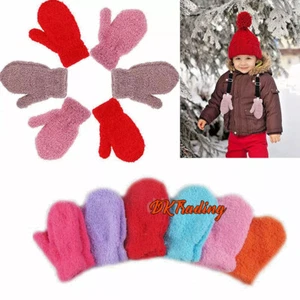 12 Pairs Girls Toddler Magic Stretch Fuzzy Warm Mittens Soft Knit Winter Gloves - Picture 1 of 8