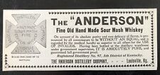 1897The"ANDERSON"Fine Old Hand Made Sour Mash Whiskey Vtg Print Ad~Louisville,KY