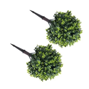 2PCS Artificial Eucalyptus Topiary Ball Tree 17.7 Inch PE Fake Plant Faux - Picture 1 of 12