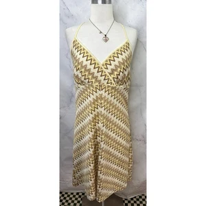 Vestido Halter Vintage 90 Y2K 14 XL Chevron Babydoll Missoni Estilo Amarillo Retro - Imagen 1 de 16