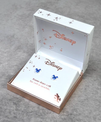 Disney Jacmel Joyería Pendientes Cabeza Mickey Mouse, Azul Plato Plata Fina Joyería Foto 1 de 4