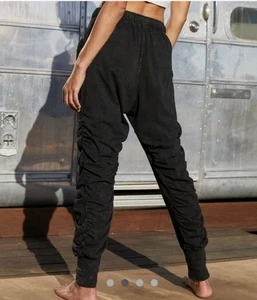 FP Movement Free People Women’s Hot Shot Shirred Pants Black Washed ActiveSize M - Picture 1 of 6