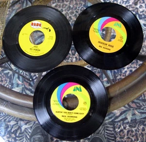 3 vintage 45's Neil Diamond Cracklin Rosie Holly Holy La Bamba  55175 55250 B575 - Picture 1 of 2