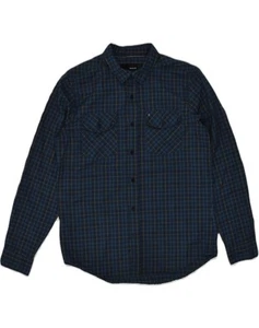 HURLEY Mens Shirt Medium Navy Blue Check Polyester ZQ09 - Picture 1 of 3