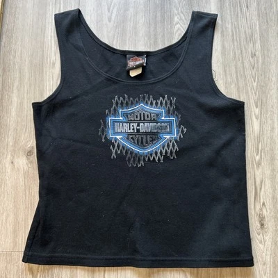 Harley Davidson Майка логотип женщин большой мотоциклиста Chick дилер Miami FL винтажный 200 - Изображение 1 из 4