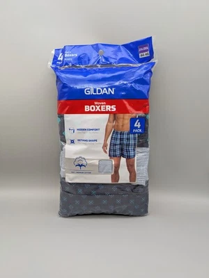 Gildan Men's Woven Boxer Underwear 4 pack Assorted Colors Size 2XL 44-46" New - Image 1 of 4