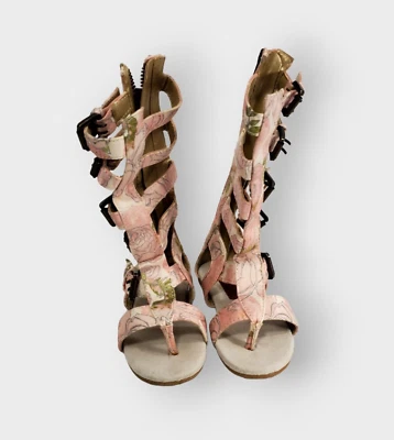 Zapatos para niñas Sandalias de gladiador de Joyfilm Jayla en rosa floral poliéster talla 7 Foto 1 de 4