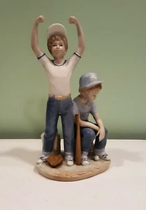 Meico Paul Sebastian Fine Porcelain Figurine Boys Baseball Home Run Sculpture - Picture 1 of 7