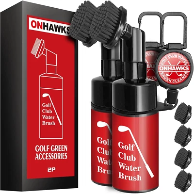 ONHAWKS Upgraded Pro Golf Club Water Brush Cleaner with Retainer Clip,Ultimate Green Cle