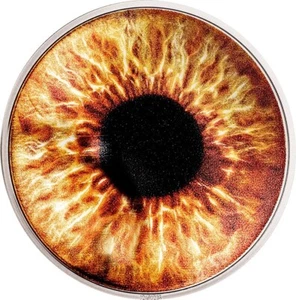 HAZEL BROWN Coloreyezed Eye 1 Oz Silver Coin $5 Palau 2023 - Picture 1 of 5
