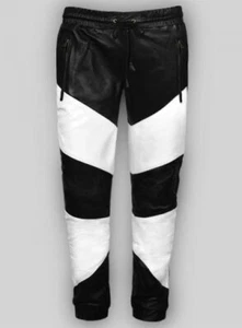 Leather Pants Men Pant Trousers Slim Biker Fit Men's Jeans Style Real Black 58 - Picture 1 of 4