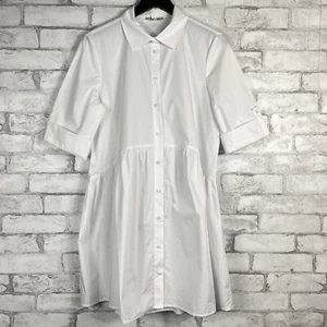 MADEWELL NWD $118 Women's Button-Front White Mini Poplin Shirtdress MEDIUM NS126 - Picture 1 of 14
