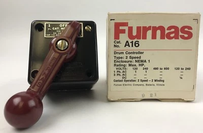FURNAS A16 DRUM CONTROLLER, 2 SPEED, 10A 110V AC, 5A 220-550V AC, 1HP 110-550V - Image 1 of 4