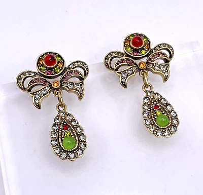 Pendientes colgantes con lazo de cristal HEIDI DAUS "Seductive Fantasy" - rojos/perforados - nuevos con etiquetas Foto 1 de 4