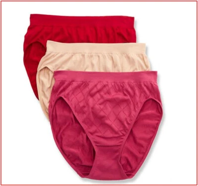 3 Pair - Bali Comfort Revolution HI French CUT Panties - Red Pink Nude Size 8-9 - Image 1 of 4