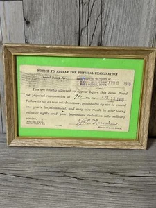 Framed 1918 Notice for Physical Examination - Picture 1 of 2
