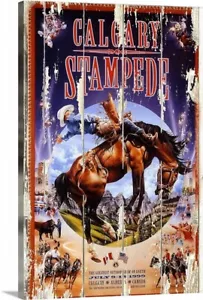 Calgary Stampede & Old West Rodeo art Poster or Canvas Wrap art Distressed art - Picture 1 of 3