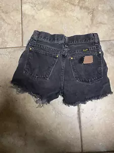 Girls Wrangler cut off Retro old style Black Shorts Sz 10 - Picture 1 of 11