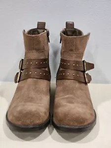 Clarks Swansea Grove Brown Leather Buckle Ankle Booties Sz 7.5 M Women's Boho - Picture 1 of 15