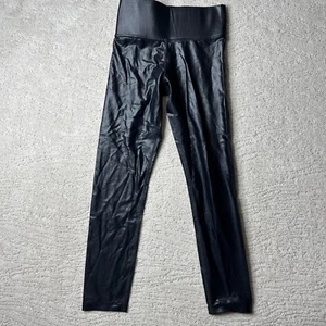 Damen Leggings Carbon 38 Größe S hoher Bund glänzend Kunstleder - Bild 1 von 4