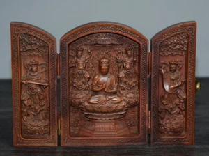 Boutique Small Leaf Boxwood Flat Three Box Guanyin Home Decoration - Picture 1 of 6