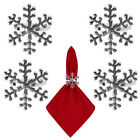 Christmas Tableware Set of 4 Metal Napkin Rings - Silver Snowflake