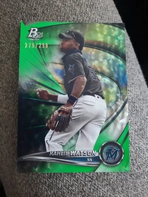 2022 Bowman Platinum Kahlil Watson #/299 GREEN ICE Rookie Card-MARLINS - Image 1 of 2