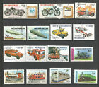 Nicaragua années 70/80 transports train voiture moto 15 timbres oblitérés/TR3311