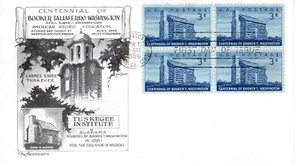 US FDC # 1074 1956 3c Booker T Washington The Aristocrats Block of 4 ST3349 - Picture 1 of 3