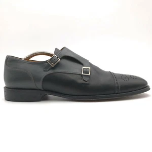 Undandy schwarz grau Leder doppelte Mönch Kappe Zehenpartie Kleid Halbschuhe Herren US 10/44 - Bild 1 von 9