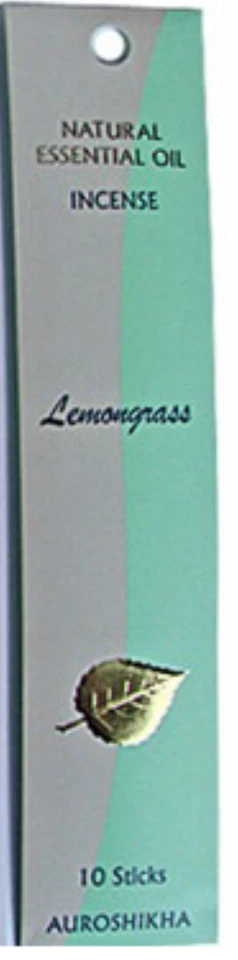 PACOTE COM DOIS: Incenso de Óleo Essencial Natural de Capim Limão, Auroshikha, 10 Palitos - Imagem 1 de 1