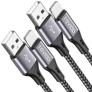Cable Cargador iPhone RAVIAD, [Paquete de 3M] Certificado MFI] Cable Lightning Gris Largo - Imagen 1 de 7