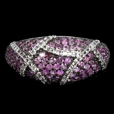 Anillo de plata de ley 925 zafiro rosa redondo corte diamante topacio piedras preciosas talla 7 Foto 1 de 4