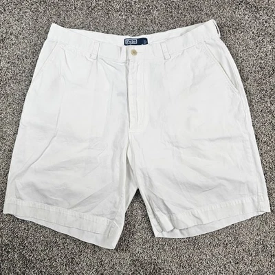 Vintage Polo Ralph Lauren Shorts Mens 35 White Chino 9" Golf Casual Preppy 90s - Image 1 of 4