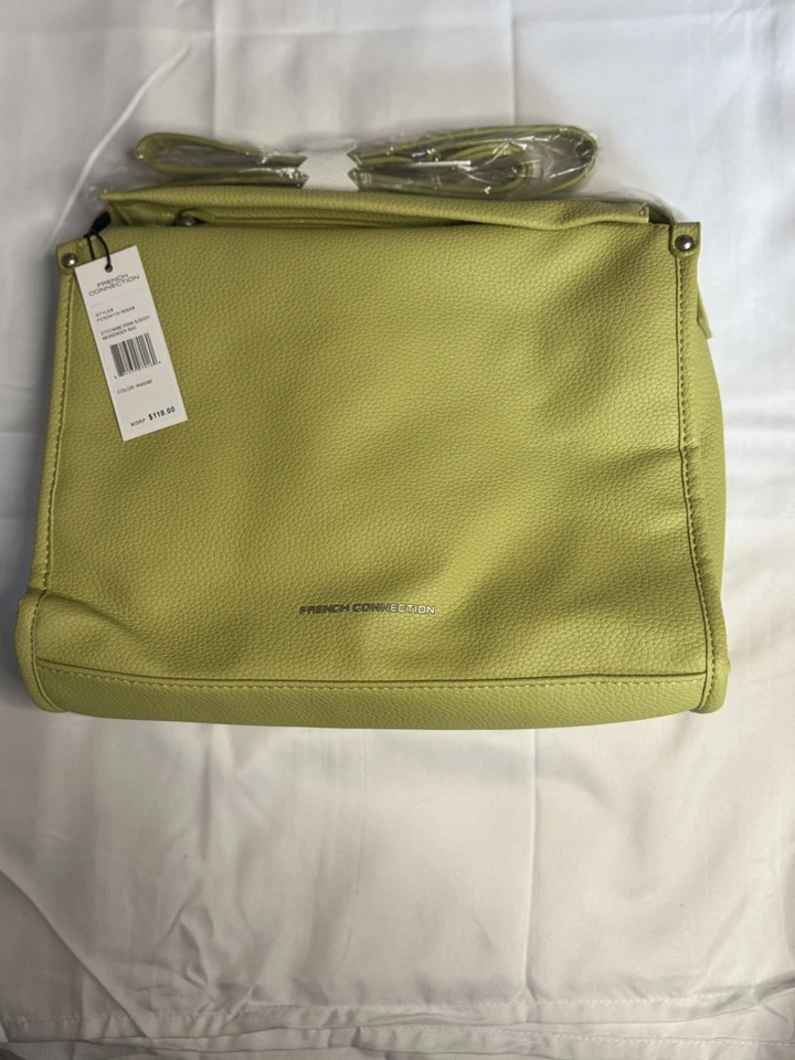 Bolso Mensajero French Connection Vivian Wasabi Nuevo con Etiquetas $118 Cartera de Cuero Vegano Foto 1 de 4