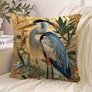 Vintage Retro Great Blue HERON Pillow Cover 18"x18" Home Decor Nice Linen Blend - Picture 1 of 6