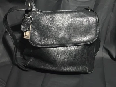 Auténtico De Colección Rolfs Cuero Negro Bandolera Cartera Bolso Cierre Sobre Foto 1 de 4