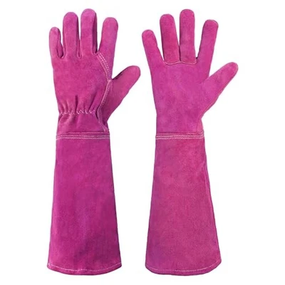  Guantes de jardinería a prueba de espinas para dama, guantelete largo grande (paquete de 1) rosados Foto 1 de 4