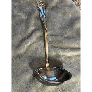 Vintage Wm Rogers & Son AA Silverplate Floral Ladle 12" Serving Spoon - Picture 1 of 7