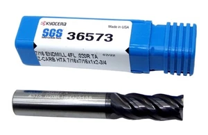 36573 Kyocera SGS 7/16" Carbide 4 Flute End Mill .020" Radius .4375" Z-Carb HTA - Picture 1 of 3