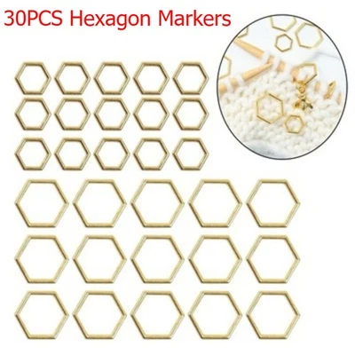 Marcadores hexagonales de puntada de anillo de 30 piezas suministros de tejido artesanal hechos a mano recordatorio de tejido Foto 1 de 4