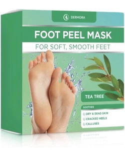 DERMORA Foot Peel Mask - 4 Pack of Regular Size, Tea Tree-EXP: 08/2024 - Picture 1 of 5
