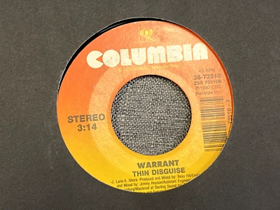 Warrant Cherry Pie / Thin Disguise 7" 45 rpm Columbia 1990 VG+ - Image 1 of 2