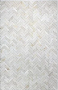 Handmade Cowhide Leather Rug – Natural Hair-On Stripe Patchwork Area Carpet - Picture 1 of 5