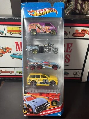 Hot Wheels 2012 HW City Works 5-Pack Dodge Van Tow Jam Motorcycle Fire Truck SUV - Image 1 of 4