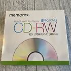 Memorex CD-RW 5 Pack New High Speed 12x 700MB/Mo 80 Min. w/ Cases Blank